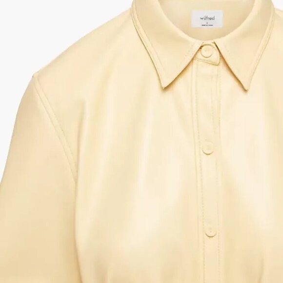 ARITZIA Wilfred Caroline Belted Vegan Leather Dress in Wheat Size 2XS - Picture 6 of 8